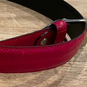 Vera Pelle Made in Italy Red leather belt old money holiday business 100-115